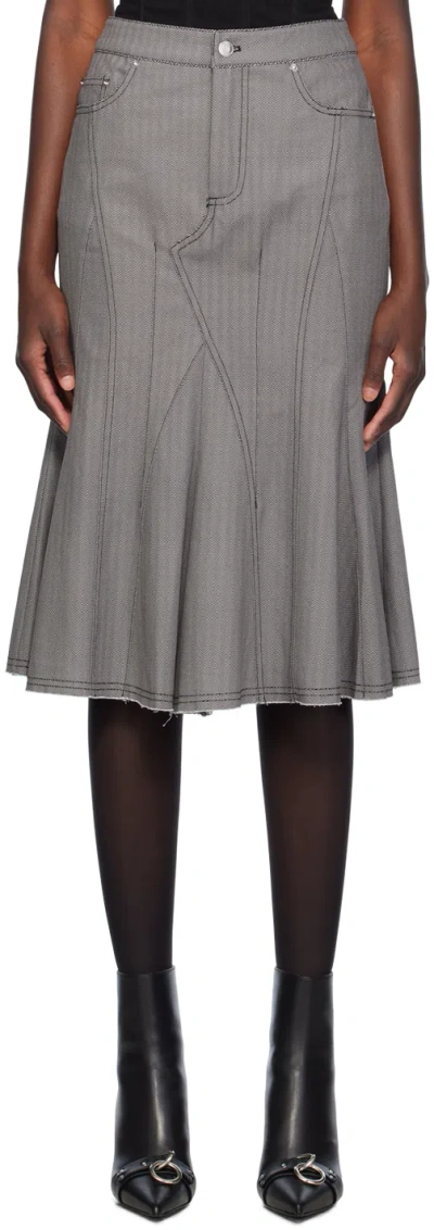 Miaou Black & White Gaudi Midi Skirt In Hypno