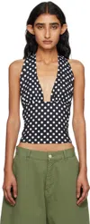 Miaou Mathilde Halter Top Black And White Polka Dot
