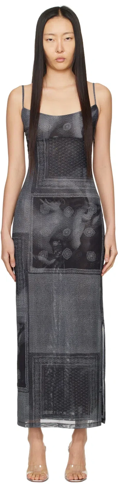 Miaou Black & White Thais Maxi Dress In Sciarpa Print