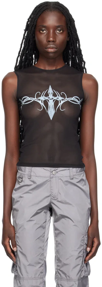 Miaou Black Maddie Tank Top In Black/periwinkle