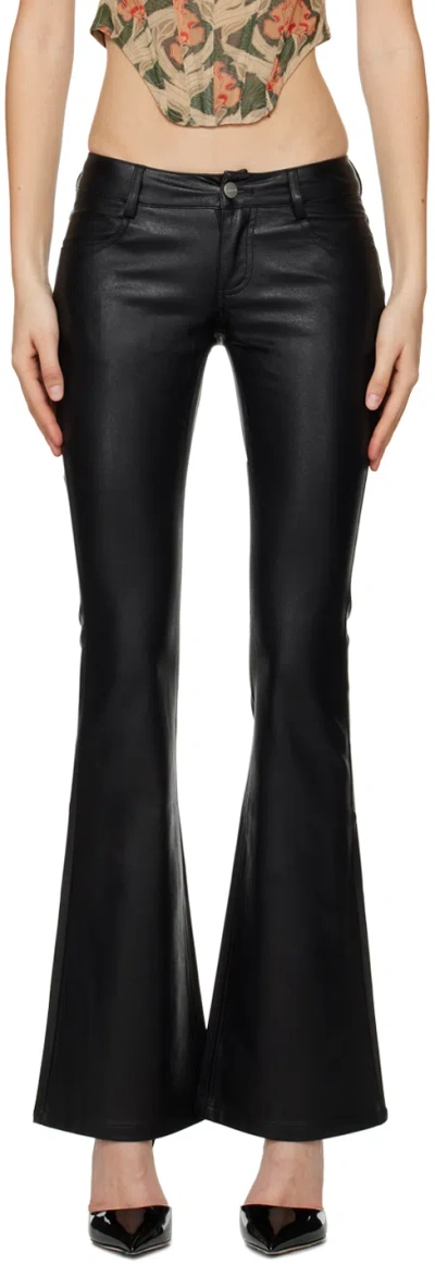 Miaou Black Roxy Faux-leather Trousers In Black Vegan Leather