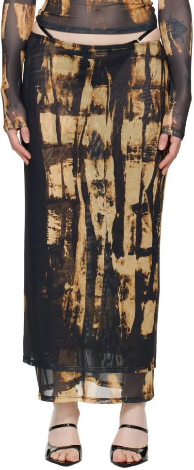 Miaou Black Topanga Maxi Skirt In Treading Brown