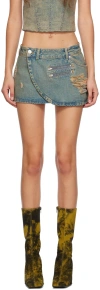 Miaou Blue Hunter Miniskirt In Green Acid Denim