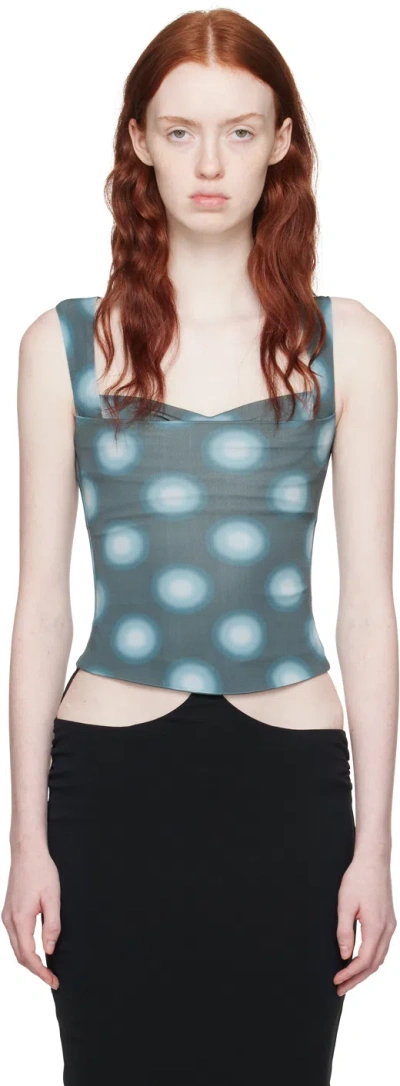 Miaou Blue Luna Tank Top In Gradient Dot Blue