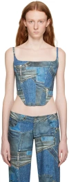 Miaou Blue Venus Camisole In Denim Print