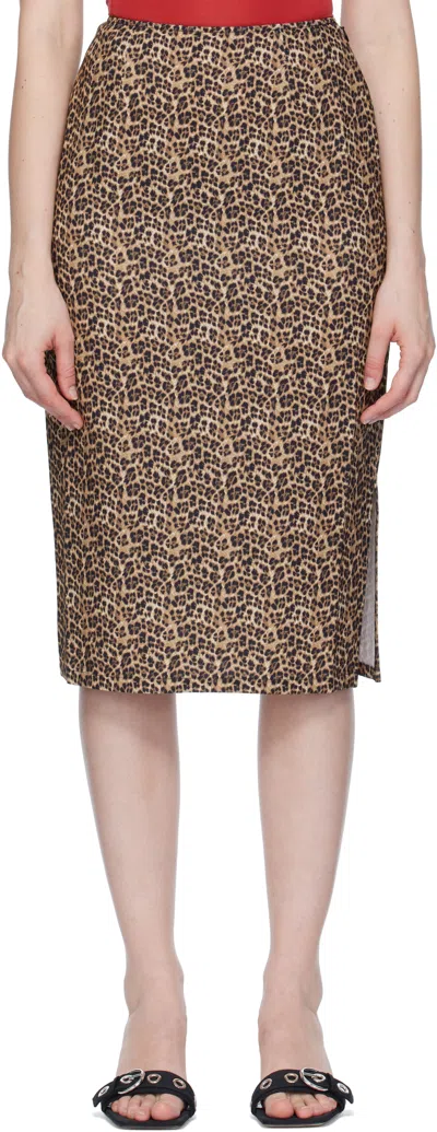 Miaou Brown & Black Moni Midi Skirt
