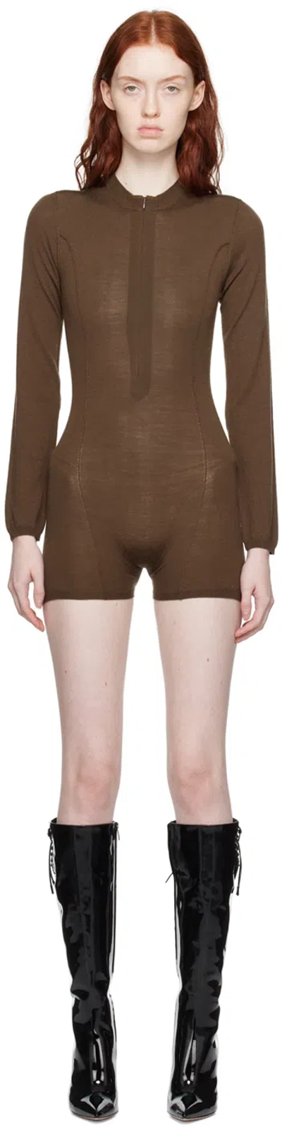 Miaou Brown Avery Romper In Chestnut