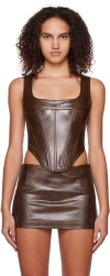 Miaou Campbell Corset In Chocolate Python