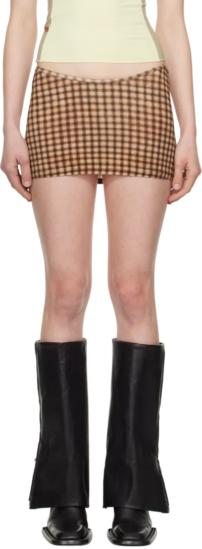 Miaou Brown Elektra Miniskirt In Plaid