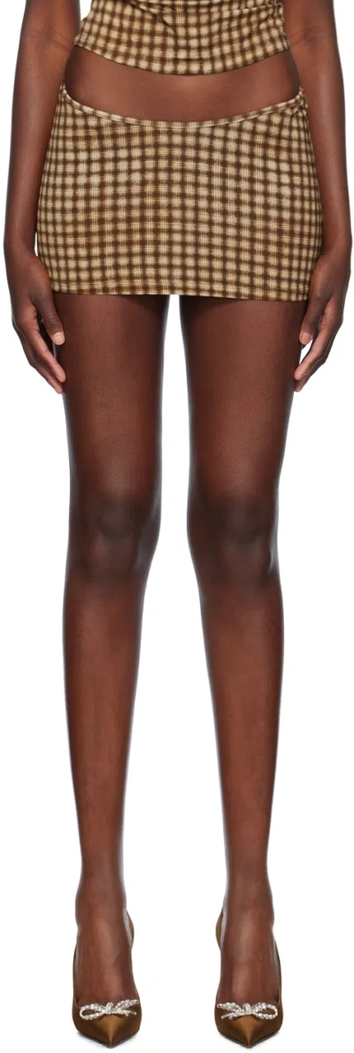 Miaou Brown Elektra Miniskirt In Plaid