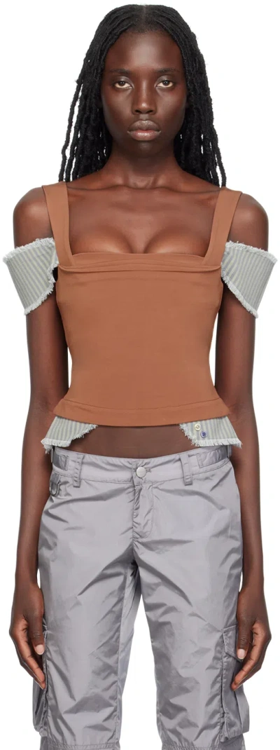 Miaou Brown Renata Corset Top In Cocoa