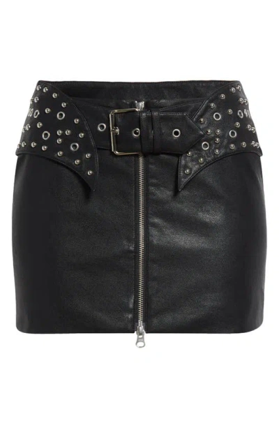 MIAOU CALLIE BELTED FAUX LEATHER MINISKIRT