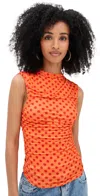 Miaou Cam Top Red Polka Dot In Orange