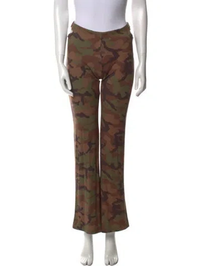Pre-owned Miaou Camouflage Print Wide Leg Pants In Green