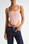 MIAOU MIAOU CAMPBELL POLKA DOT POWERMESH CORSET TOP