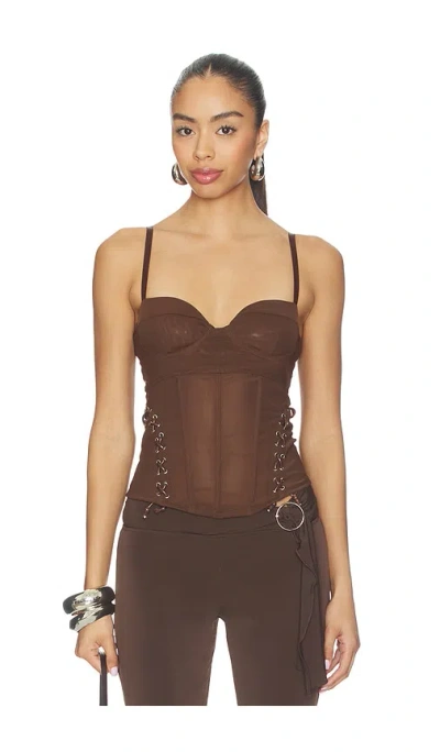 Miaou Christina Corset Top In Brown