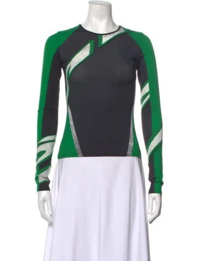 Pre-owned Miaou Colorblock Pattern Crew Neck Top In Green