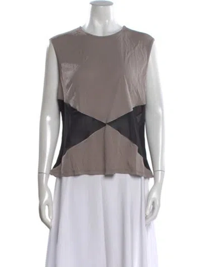 Pre-owned Miaou Colorblock Pattern Crew Neck Top In Neutral