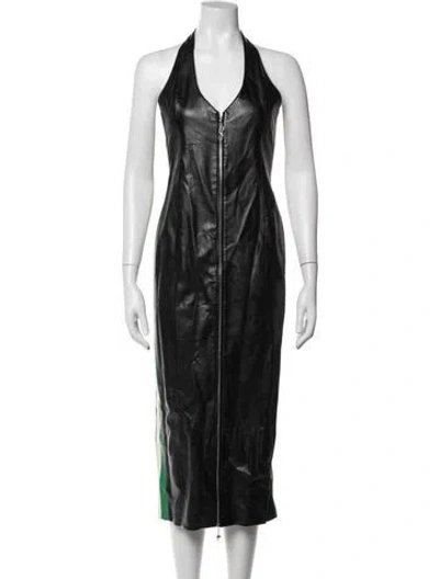 Pre-owned Miaou Colorblock Pattern Midi Length Dress In Black