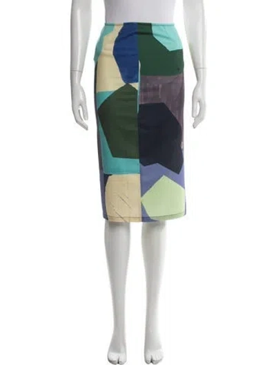 Pre-owned Miaou Colorblock Pattern Midi Length Skirt W/ Tags In Green