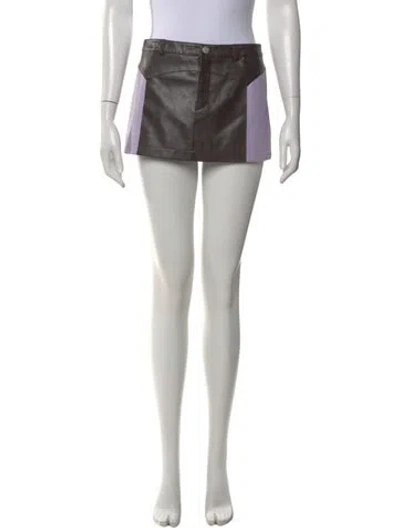 Pre-owned Miaou Colorblock Pattern Mini Skirt In Green