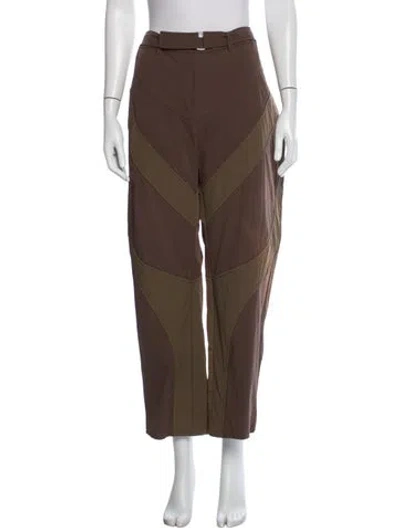 Pre-owned Miaou Colorblock Pattern Straight Leg Pants In Brown