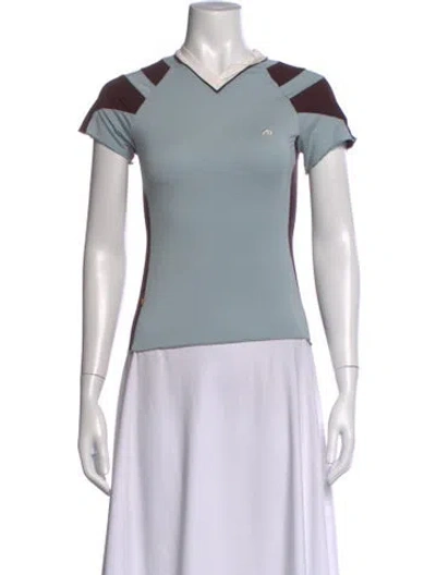 Pre-owned Miaou Colorblock Pattern V-neck T-shirt In Multicolor