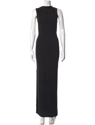 Pre-owned Miaou Cowl Neck Long Dress In Black
