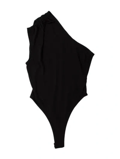 Pre-owned Miaou Cowl Neck Short Sleeve Bodysuit In Black