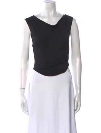 Pre-owned Miaou Cowl Neck Sleeveless Crop Top In Black