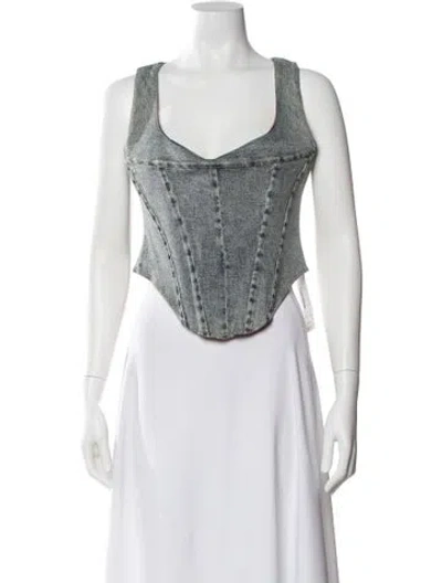 Pre-owned Miaou Cowl Neck Sleeveless Crop Top In Blue