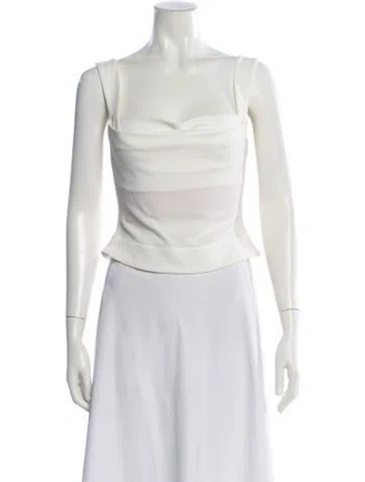 Pre-owned Miaou Cowl Neck Sleeveless Top In White