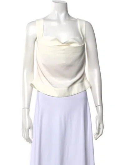 Pre-owned Miaou Cowl Neck Sleeveless Top In White