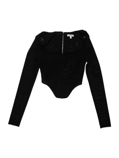 Pre-owned Miaou Crew Neck Long Sleeve Crop Top In Black