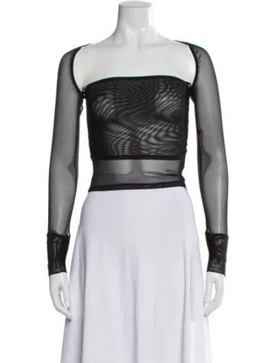 Pre-owned Miaou Crew Neck Long Sleeve Crop Top In Gray