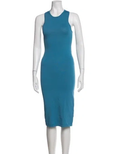 Pre-owned Miaou Crew Neck Midi Length Dress In Blue