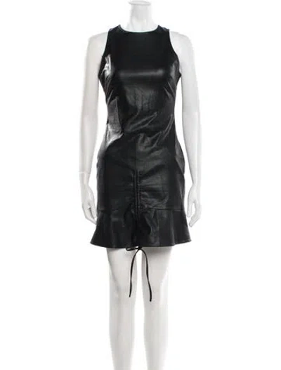 Pre-owned Miaou Crew Neck Mini Dress In Black