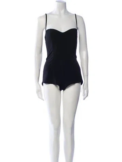 Pre-owned Miaou Crew Neck Romper In Black