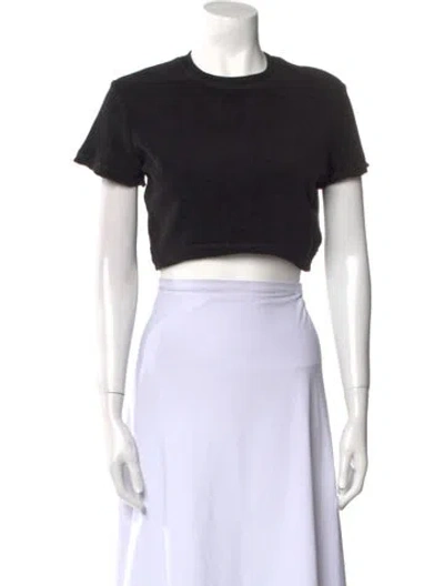 Pre-owned Miaou Crew Neck Short Sleeve Crop Top In Black