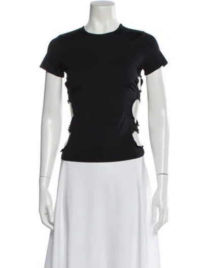 Pre-owned Miaou Crew Neck Short Sleeve Top In Black