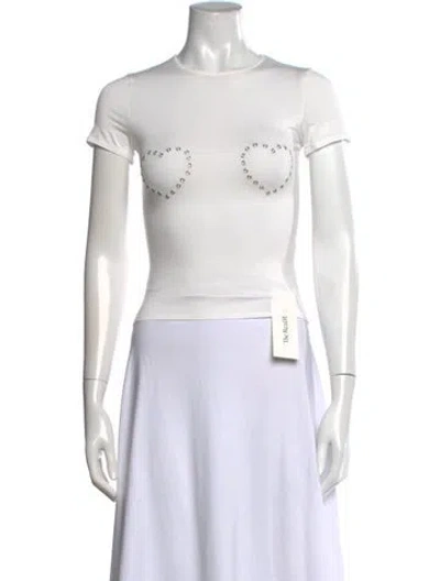 Pre-owned Miaou Crew Neck Short Sleeve T-shirt In White