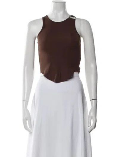 Pre-owned Miaou Crew Neck Sleeveless Crop Top In Brown