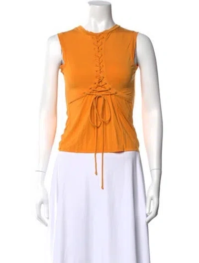 Pre-owned Miaou Crew Neck Sleeveless Crop Top In Orange