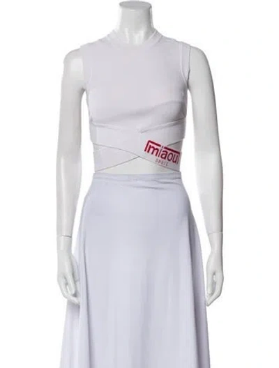 Pre-owned Miaou Crew Neck Sleeveless Crop Top In White