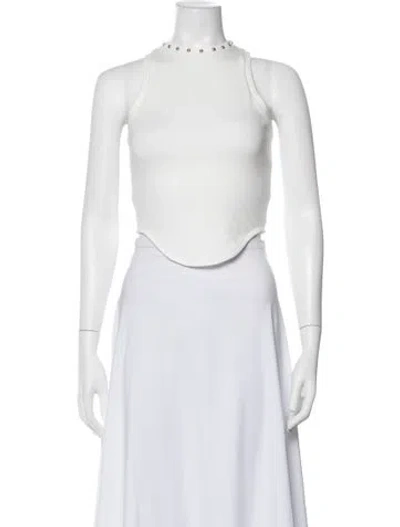 Pre-owned Miaou Crew Neck Sleeveless Crop Top In White