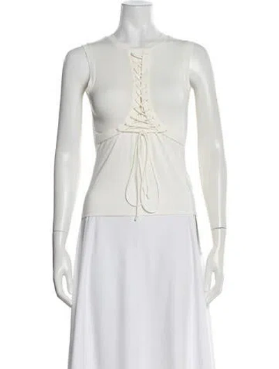 Pre-owned Miaou Crew Neck Sleeveless Top In White