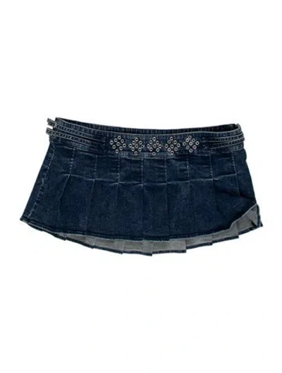 Pre-owned Miaou Eyelet Trim Mini Skirt In Blue