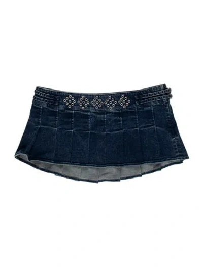 Pre-owned Miaou Eyelet Trim Mini Skirt In Blue