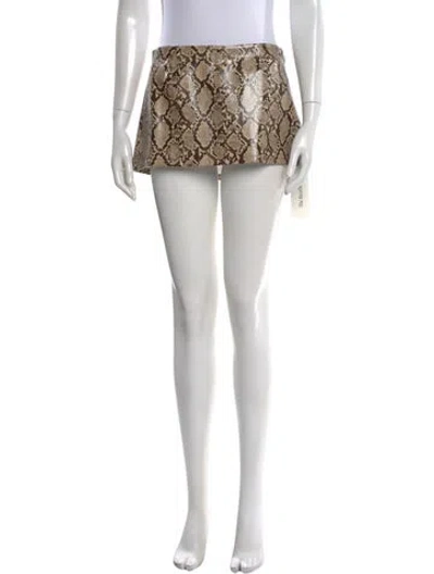 Pre-owned Miaou Faux Leather Mini Skirt In Neutral