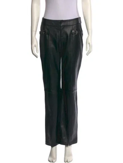 Pre-owned Miaou Faux Leather Straight Leg Pants In Black